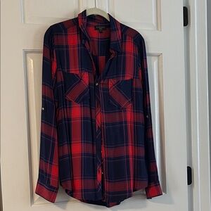 Tinsel Navy and Red Plaid Button Down Shirt